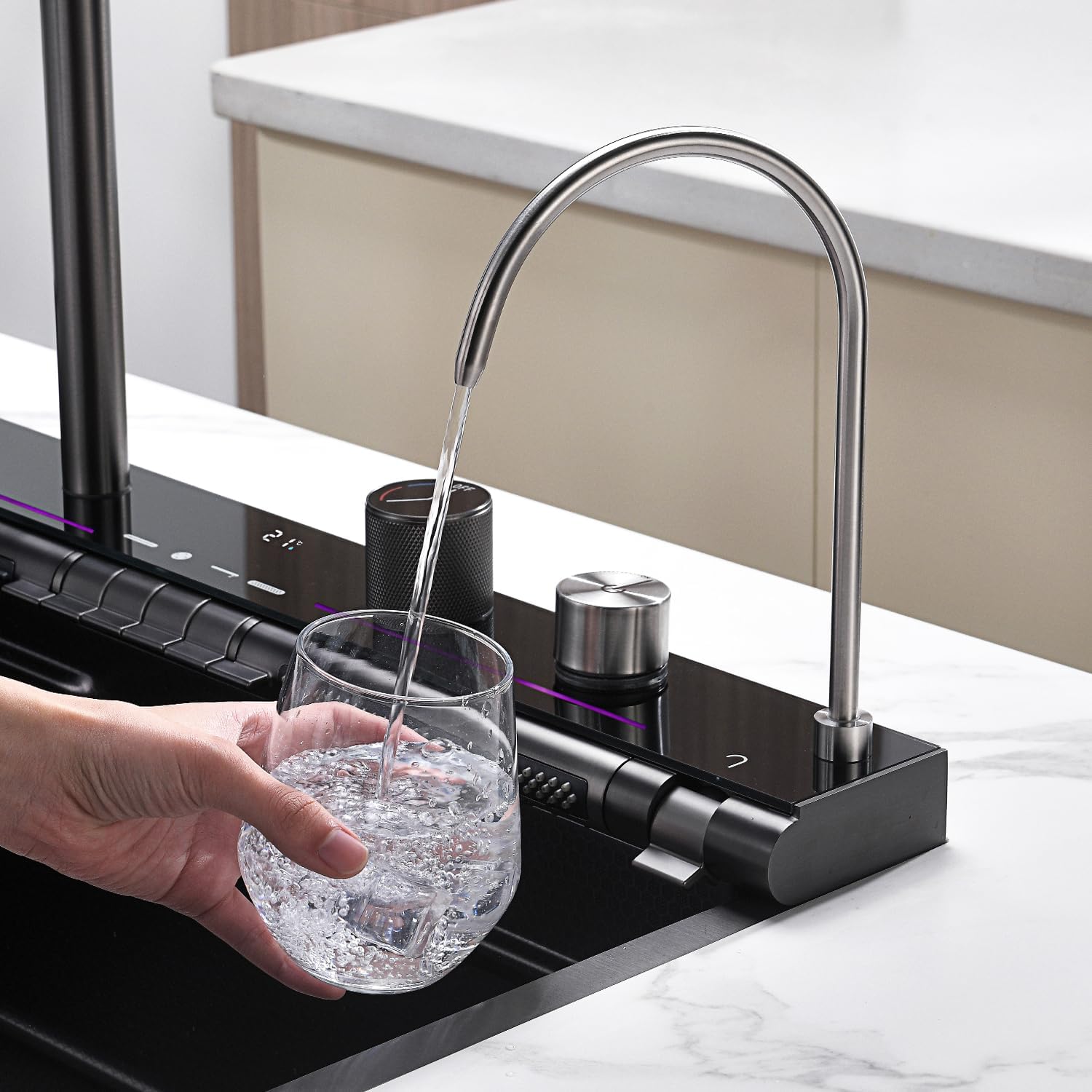 High Quality Digital Stainless Steel Kitchen Sink – Piano Button Digital Waterfall Sink