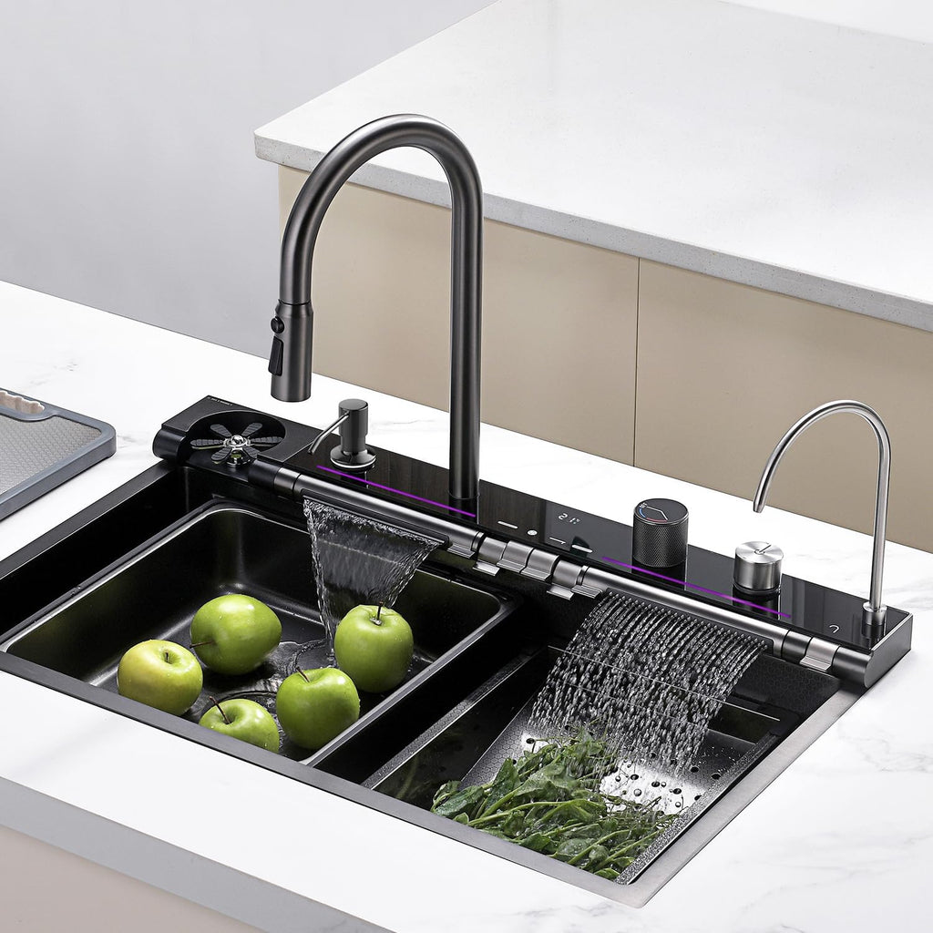 High Quality Digital Stainless Steel Kitchen Sink – Piano Button Digital Waterfall Sink