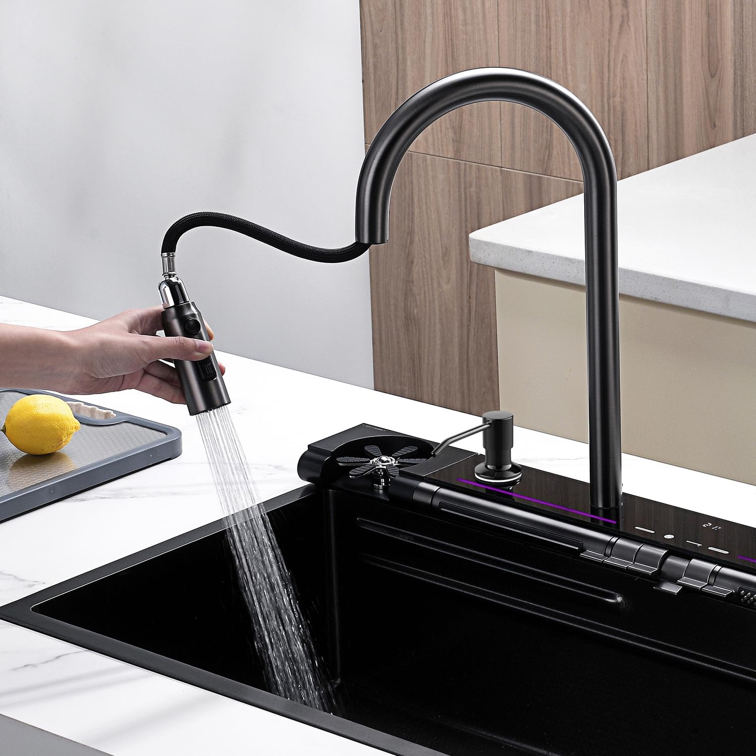 High Quality Digital Stainless Steel Kitchen Sink – Piano Button Digital Waterfall Sink