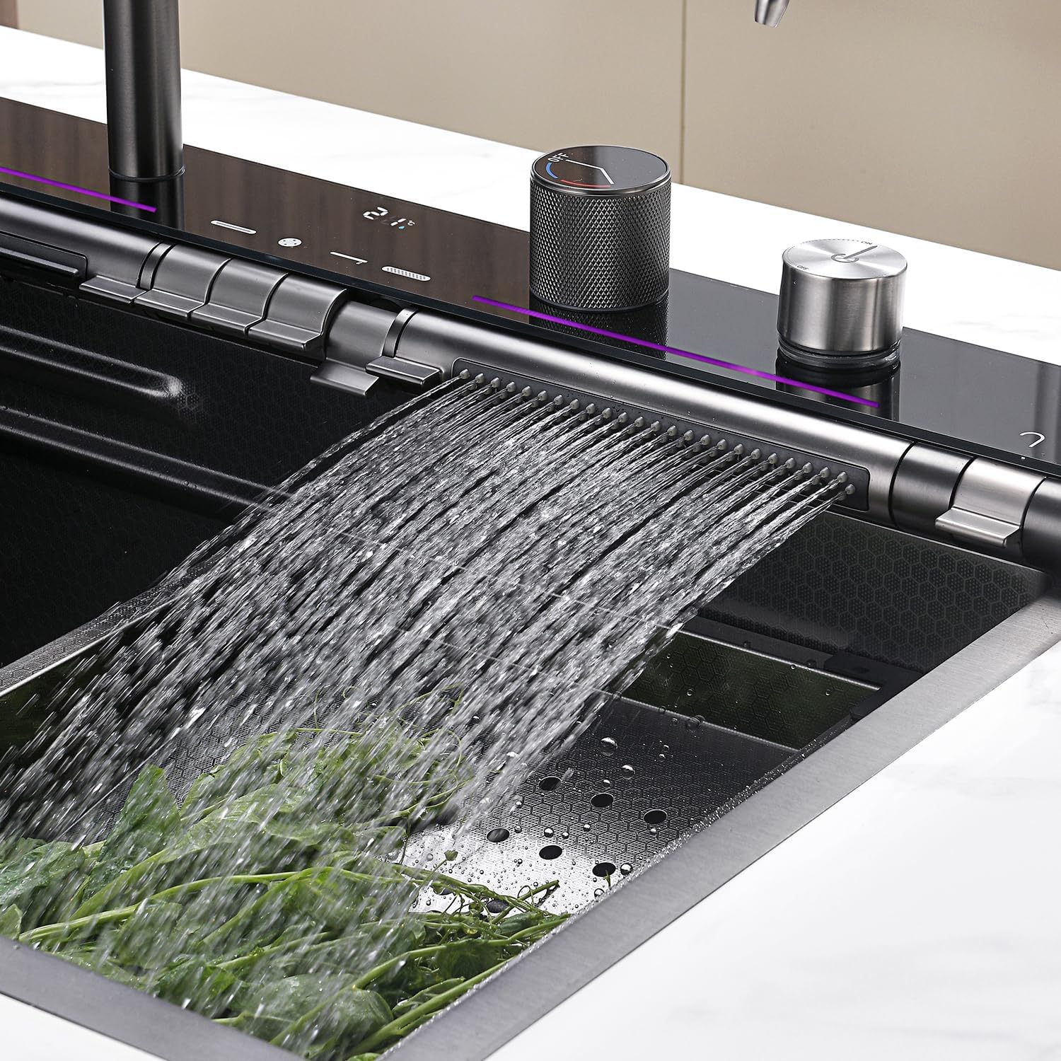 High Quality Digital Stainless Steel Kitchen Sink – Piano Button Digital Waterfall Sink